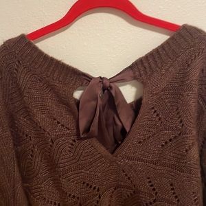 Abercrombie brown sweater with tie detail in back